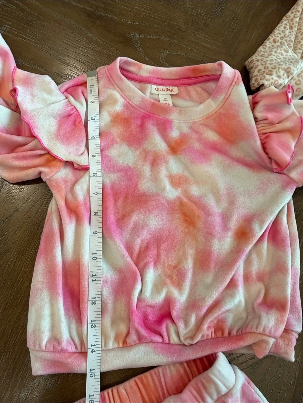 Cat & Jack Pink Tie-Dye and Cream Leopard Ruffle Pajama Set Duo